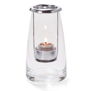 "Hollowick 1606C Lighthouse Lamp w/ Hanging Tealight Holder, 3 1/4 x 6"", Hand Blown Glass, Clear"