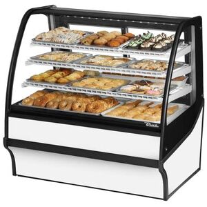 "True TDM-DC-48-GE/GE-W-W 48 1/4"" Full Service Dry Bakery Case w/ Curved Glass - (4) Levels, 115v, White True Refrigeration"