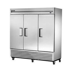 "True TS-72F-HC 78"" 3 Section Reach In Freezer, (3) Solid Left Hinged Doors, 115v, Silver True Refrigeration"
