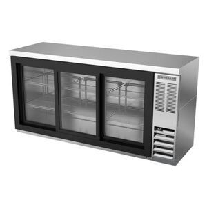 "Beverage Air BB72HC-1-F-GS-S-27 72"" Bar Refrigerator - 3 Sliding Glass Doors, Stainless, 115v, Silver"