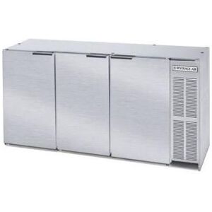 "Beverage Air BB72HC-1-S Hydrocarbon Series 72"" Bar Refrigerator - 3 Swinging Solid Doors, Stainless, 115v, Stainless Steel"