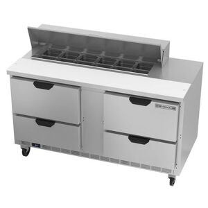 "Beverage Air SPED60HC-12-4 60"" Sandwich/Salad Prep Table w/ Refrigerated Base, 115v, Stainless Steel"