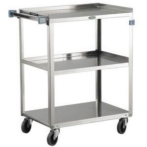 Lakeside 411 3 Level Stainless Utility Cart w/ 500 lb Capacity, Raised Ledges, Silver