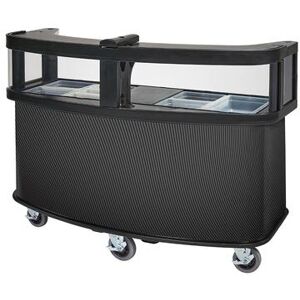 "Cambro CVC75W13 75""W Open Well Vending Cart w/ Safety Barrier & Umbrella Hole - Polyethylene, Carbon Fiber, 75"" x 33-1/2"" x 53-1/8"", Gray"