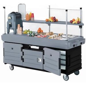 "Cambro KVC854426 85 1/8"" CamKiosk Food Cart w/ (4) FullSize Food Pan Capacity, Black/Gray"