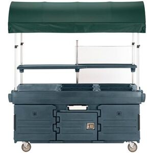 "Cambro KVC854C192 CamKiosk Kiosk Type Food Cart w/ Cover & Lockable Storage, 85 1/8""L x 33 1/2""W x 94""H, Green, 4 Pan Wells, Canopy"