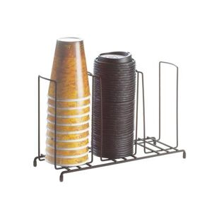 "Cal-Mil 1229 Cup & Lid Organizer, (3) Compartment, All Cup Types, 13"" x 4 1/2"" x 8 1/2"", Black Iron Frame"