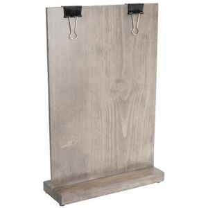 "Cal-Mil 2036-811-110 Aspen Tabletop Clipboard Menu Card Holder - 9 1/4"" x 2 1/2"" x 13 1/2"", Pine Wood, Gray Wash"