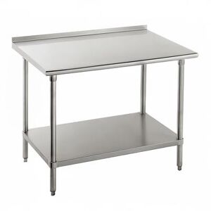 "Advance Tabco FLG-248 96"" 14 ga Work Table w/ Undershelf & 304 Series Stainless Top, 1 1/2"" Backsplash, Stainless Steel"
