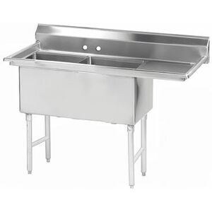 "Advance Tabco FS-2-1824-24R 62 1/2"" 2 Compartment Sink w/ 18""L x 24""W Bowl, 14"" Deep, Stainless Steel"