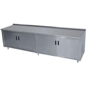 "Advance Tabco HF-SS-366M 72"" Enclosed Work Table w/ Swing Doors & Midshelf, 1 1/2"" Backsplash, 36""D, Stainless Steel"