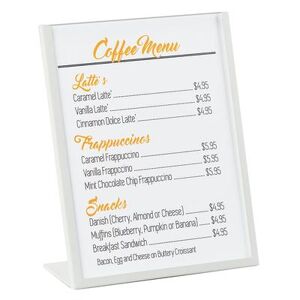 "Cal-Mil 3671-811-15 Tabletop Menu Card Holder - 8 1/2"" x 11"", Metal, White"