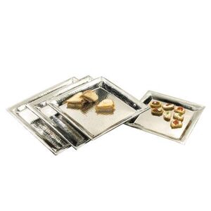 "American Metalcraft HMSQ16 Square Serving Tray, 16x16"", Hammered, Stainless, 18/8 Stainless Steel"