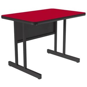 "Correll CS2448-35-09-09 Rectangular Desk Height Work Station, 48""W x 24""D - Red/Black T-Mold"