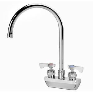 "Krowne 14-402L-L-E6 Wall Mount Faucet w/ 8 1/2"" Gooseneck Spout & Lever Handles - 4"" Centers, 2.2 GPM"