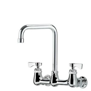 "Krowne 14-831L-L-H2 Wall Mount Faucet w/ 6"" Double Bend Spout & Lever Handles - 8"" Centers, 0.5 GPM"