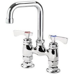 "Krowne 15-430L-L-E4 Raised Deck Mount Faucet w/ 4 1/2"" Double Bend Spout & Lever Handles - 4"" Centers, 1.5 GPM"