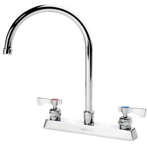 "Krowne 15-502L-L-H2 Deck Mount Faucet w/ 8 1/2"" Gooseneck Spout & Lever Handles - 8"" Centers, 0.5 GPM"