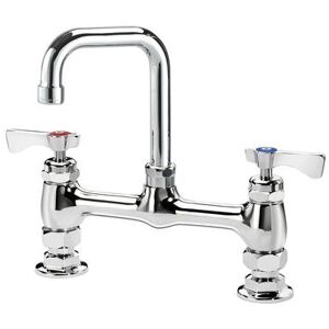 "Krowne 15-830L-L-H4 Raised Deck Mount Faucet w/ 4 1/2"" Double Bend Spout & Lever Handles - 8"" Centers, 1.5 GPM"