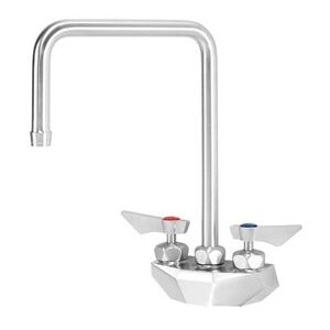 "Krowne DX-402 Wall Mount Faucet w/ 8 1/2"" Double Bend Gooseneck Spout - 4"" Centers, Stainless Steel"