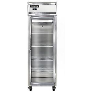 "Continental 1FNSAGD 26"" 1 Section Reach In Freezer, (1) Glass Door, 115v, Aluminum/Stainless Steel"