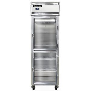 "Continental 1FSNSAGDHD 26"" 1 Section Reach In Freezer, (2) Glass Doors, 115v, Aluminum/Stainless Steel"