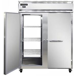 "Continental 2FENSAPT 57"" 2 Section Pass Thru Freezer, (4) Solid Doors, 115v, Silver"