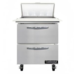 "Continental SW27N8C-D 27"" Sandwich/Salad Prep Table w/ Refrigerated Base, 115v, Stainless Steel"
