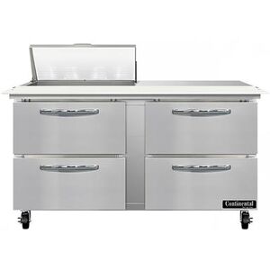 "Continental SW60N8C-D 60"" Sandwich/Salad Prep Table w/ Refrigerated Base, 115v, Stainless Steel"