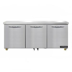 "Continental SW72N-U 72"" W Undercounter Refrigerator w/ (3) Sections & (3) Doors, 115v, Silver"
