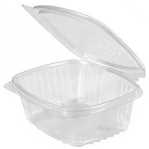 "Genpak AD12 Hinged Lid Food Container - 5 3/8""L x 4 1/2""W x 2 1/2""H, PET, Clear, PET plastic, Single Compartment"