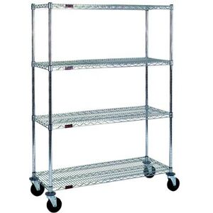 Eagle Group CC1848C-SB Stem Caster Cart - (4) 18X48"" Shelf, Resilient Tread, 2-Brake, Chrome-Plated"