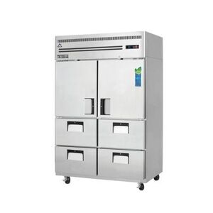 "Everest Refrigeration ESR2D4 49 5/8"" 2 Section Reach In Refrigerator, (2) Solid Doors, (4) Drawers, 115v, Silver"