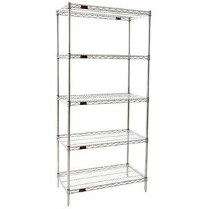 Eagle Group S5-86-1836Z Wire Shelving Starter Unit - (5) 18x36"" Shelf, 86"" Post, Zinc, Gray"