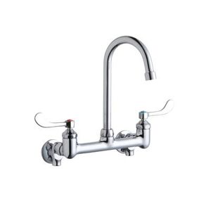 "Elkay LK940GN05T4S Splash Mount Faucet w/ 5"" Gooseneck Spout & 4"" Wrist Blade Handles - 8"" Centers"