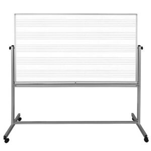 Luxor Furniture "Luxor MB7248MW 72"" x 48"" Mobile Double-Sided Music Whiteboard/Whiteboard w/ Aluminum Frame"