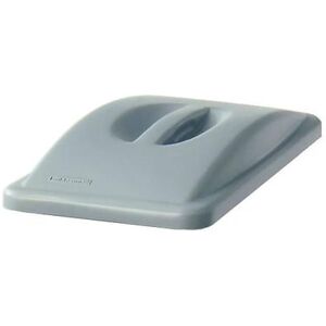 Rubbermaid FG268888LGRAY Rectangle Dome Top Trash Can Lid - Plastic, Gray, Handle, Light Gray