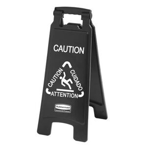 "Rubbermaid 1867505 Executive Multi-Lingual Caution Sign - 2 Sided Black, 26"" x 11"" x 25"""