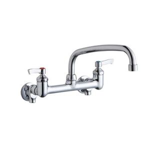 "Elkay LK940AT10L2S Splash Mount Faucet w/ 10"" Arched Swing Spout & 2"" Lever Handles - 8"" Centers, Chrome"