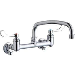 "Elkay LK940AT12T4S Splash Mount Faucet w/ 12"" Arched Swing Spout & 4"" Wrist Blade Handles - 8"" Centers, Chrome"