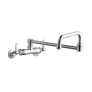 "Elkay LK945DS20L2T Splash Mount Faucet w/ 19 1/2"" Double Jointed Swing Spout & 2"" Lever Handles - 8"" Centers, Chrome"