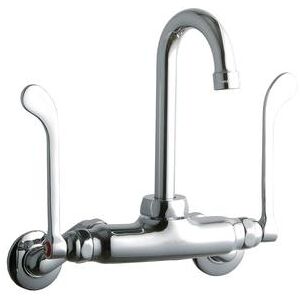 "Elkay LK945GN04T6T Splash Mount Faucet w/ 4"" Gooseneck Spout & 6"" Wrist Blade Handles - 3 1/2"" to 8"" Centers"