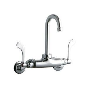 "Elkay LK945GN04T4T Splash Mount Faucet w/ 4"" Gooseneck Spout & 4"" Wrist Blade Handles - 3 1/2"" to 8"" Centers"