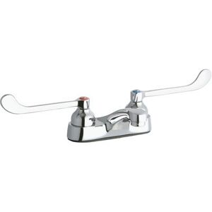 "Elkay LK402T6 Deck Mount Lavatory Faucet w/ 3"" Spout & 6"" Wristblade Handles - 4"" Centers, Chrome Plated"