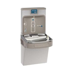 Elkay LZS8WSLP Wall Mount Drinking Fountain w/ Bottle Filler - Filtered, Refrigerated, Light Gray, Flexi-Guard Bubbler, 115 V