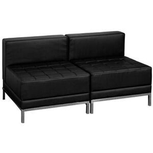 Flash Furniture ZB-IMAG-MIDCH-2-GG 2 Piece Modular Lounge Chair Set - Black LeatherSoft Upholstery, Stainless Legs