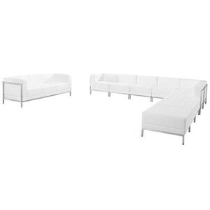 Flash Furniture ZB-IMAG-SET19-WH-GG 10 Piece Sectional & Sofa Set - White LeatherSoft Upholstery, Stainless Steel Legs