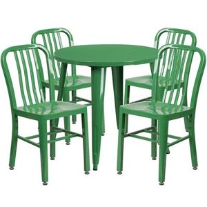 "Flash Furniture CH-51090TH-4-18VRT-GN-GG 30"" Round Table & (4) Chair Set - Metal, Green"