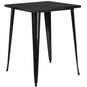 "Flash Furniture CH-51040-40-BK-GG 33 1/4"" Square Bar Height Table - Black Steel Top, Steel Base"