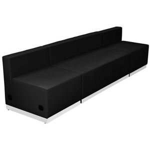 Flash Furniture ZB-803-680-SET-BK-GG 7 Piece Modular Reception Sofa Set - LeatherSoft Upholstery, Black